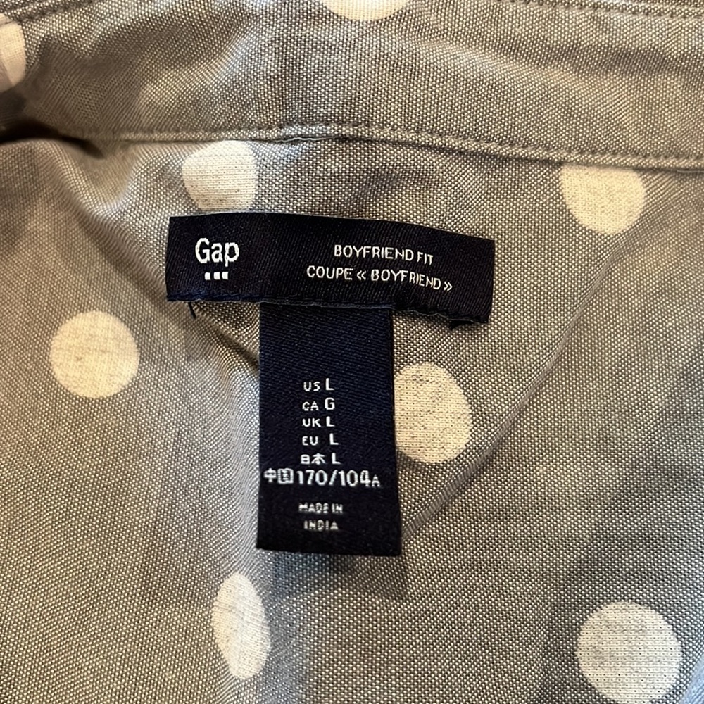 Gap Size Large Button Down Long Sleeve Grey And W… - image 3